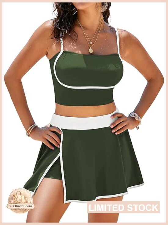 Other - High Waisted Bikini Set Tummy Control Swim Skirt Athletic Two Piece
